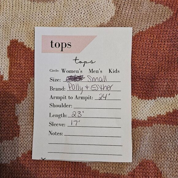 NWT Polly & Esther Sweater. Brown & Cream Sz Sm - Picture 6 of 10